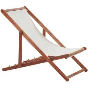 Ajuste Universal Tumbona de jardín de madera de acacia oscura/blanco crema con 2 telas escoger ANZIO