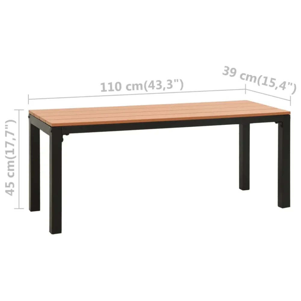 Banco de exterior Lotan 2 plazas marrón/negro 45x110x39 cm con Ventanas de Ventilación