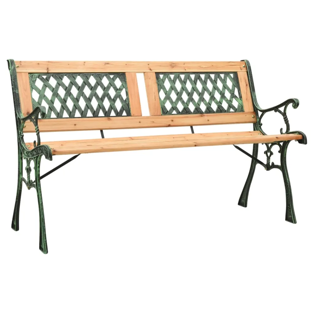 Banco de jardín hierro fundido y madera de abeto maciza 122 cm es5429