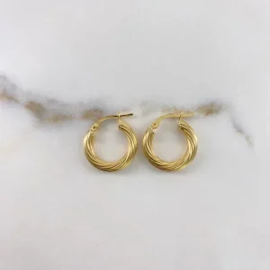 Candongas Sofi 2.15gr / 2cm / Espiral Oro Amarillo $ con Cordón de Ajuste