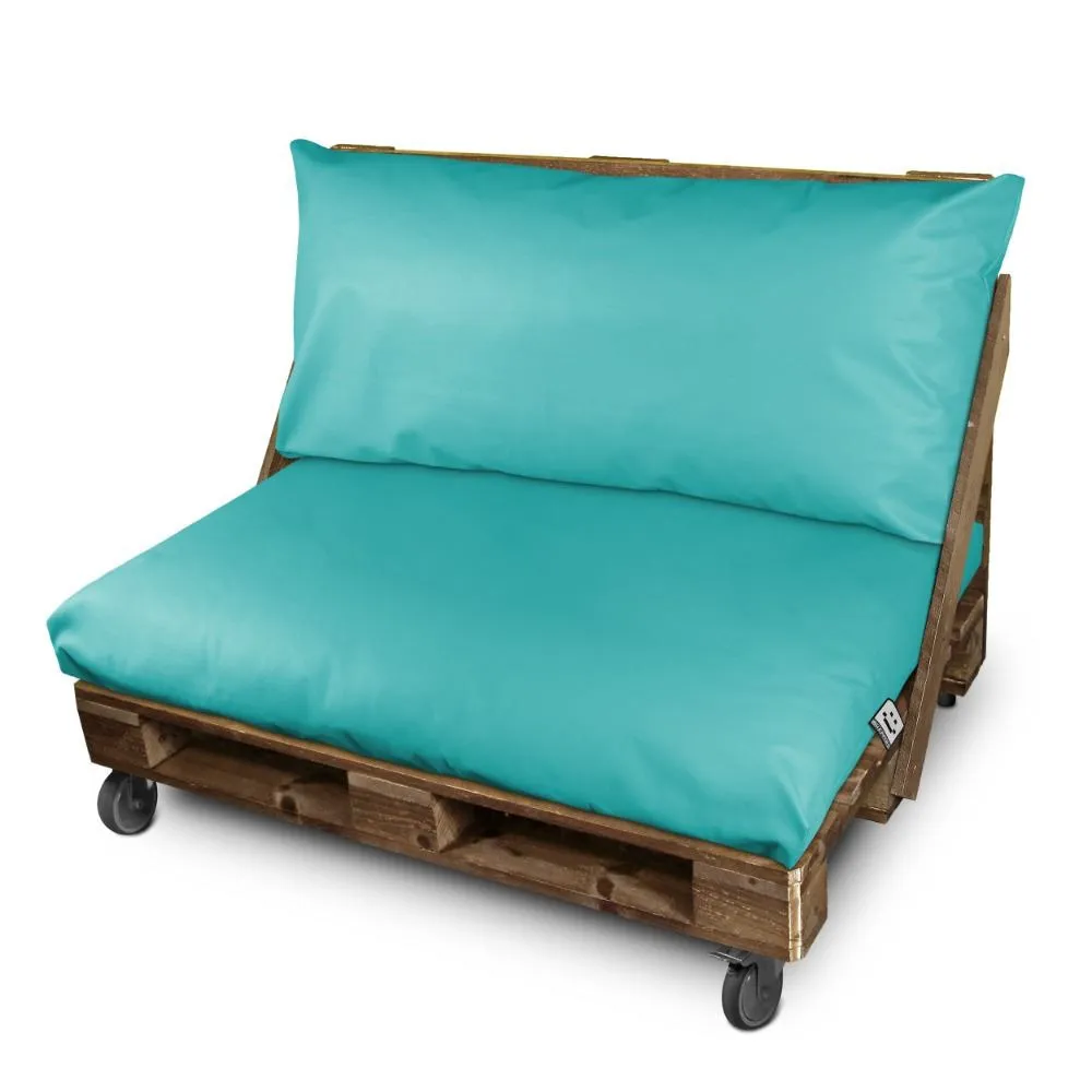 Cojín para palets polipiel exterior turquesa funda respaldo esquina 65x45x2 para Mesa de 180 cm