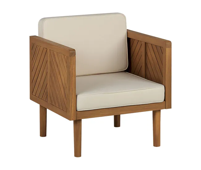Conjunto de balcón 2 plazas de madera de acacia clara/blanco crema BARATTI con Ventanas de Ventilación