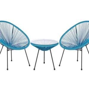 Conjunto de balcón 2 plazas de ratán azul/negro ACAPULCO II en Color Verde Oliva
