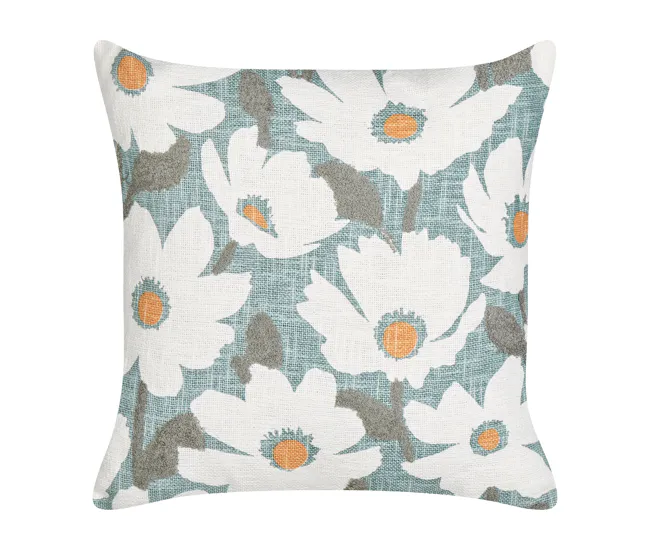 Conjunto de 2 cojines de algodón motivo floral azul 45 x 45 cm JATROPHA con Protección UV