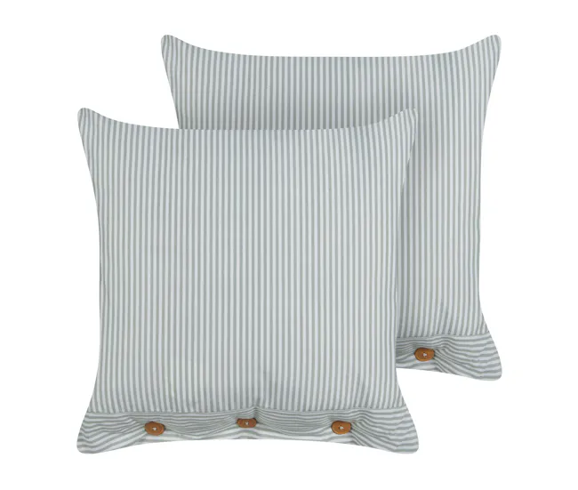 Conjunto de 2 cojines rayas verde y blanco 45 x 45 cm SEBRINE con 2 ños de Garantí