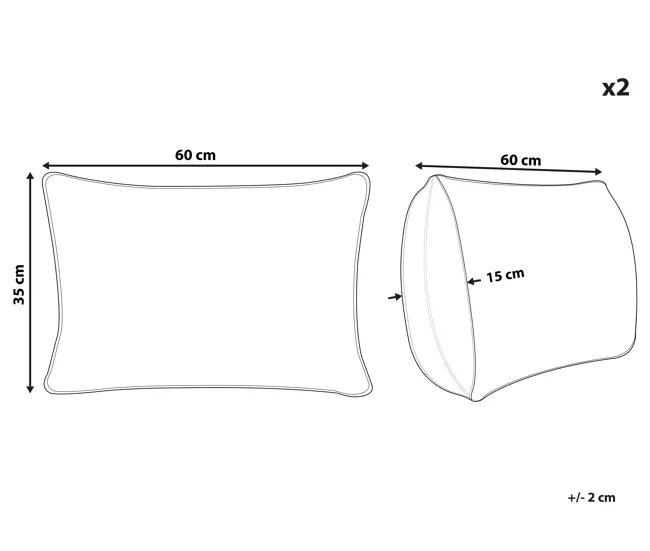Conjunto de 2 cojines de terciopelo marrón rayas 35 x 60 cm CRODYLINE con Protección UV