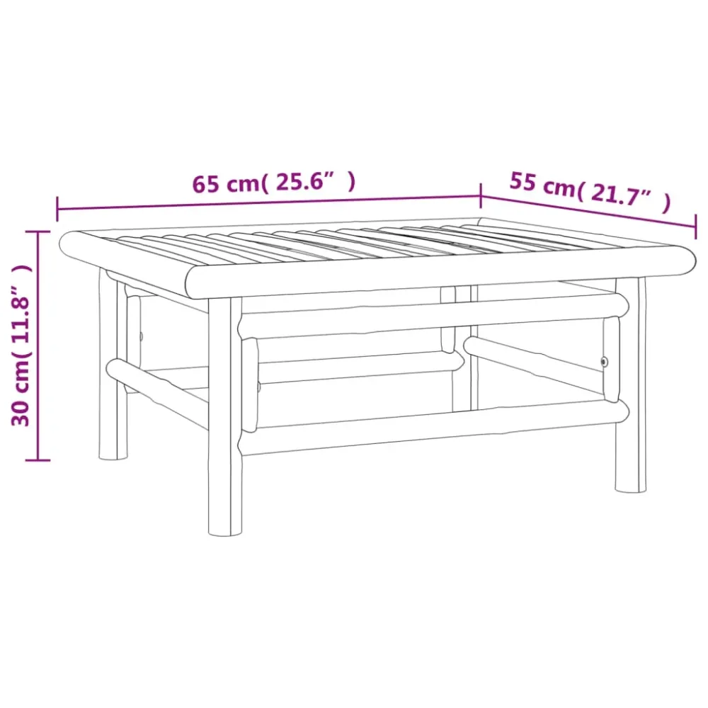 Conjunto de jardín 2 sofás + 1 mesa + 1 reposapiés bambú con Protección UV