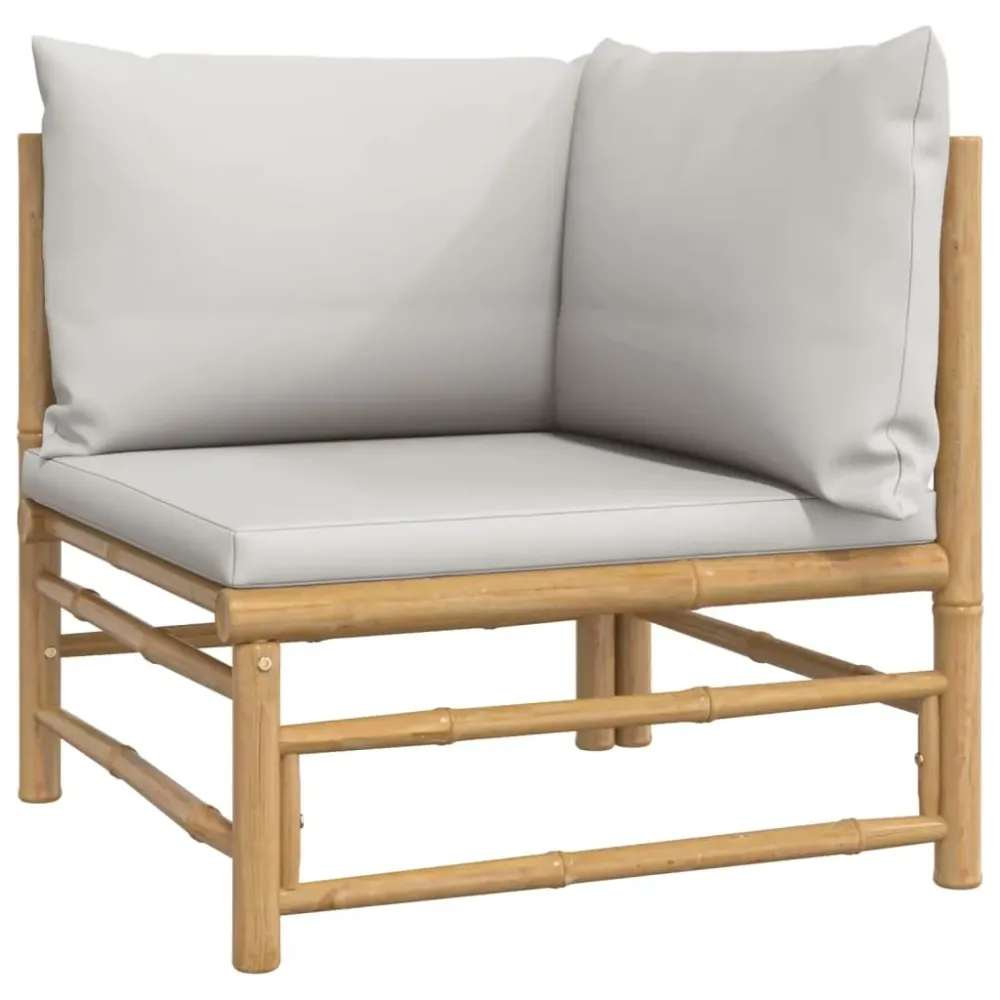 Conjunto de jardín 2 sofás + 1 mesa + 1 reposapiés bambú con Protección UV