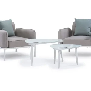 Conjunto de jardín de tela sevilla - 2 sillones + 2 mesas de centro - gri para Conjunto de Jardín