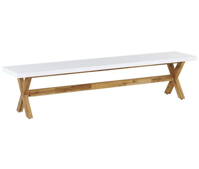 Conjunto de mesa con 2 bancos, blanco/madera clara OLBIA con Ventanas de Ventilación