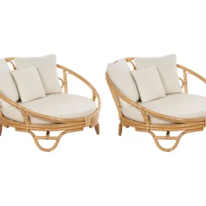 Cubierta Impermeable Conjunto de 2 camas de exterior de ratán beige/natural ROSSANO