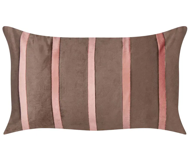 Cubierta para Muebles Conjunto de 2 cojines de terciopelo marrón rayas 35 x 60 cm CRODYLINE