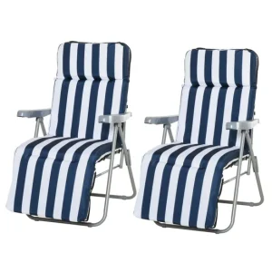 Cubierta para Muebles Outsunny Conjunto de 2 Tumbonas Plegables Tumbonas de Jardín de Acero con Cojín Acolchado Respaldo R...