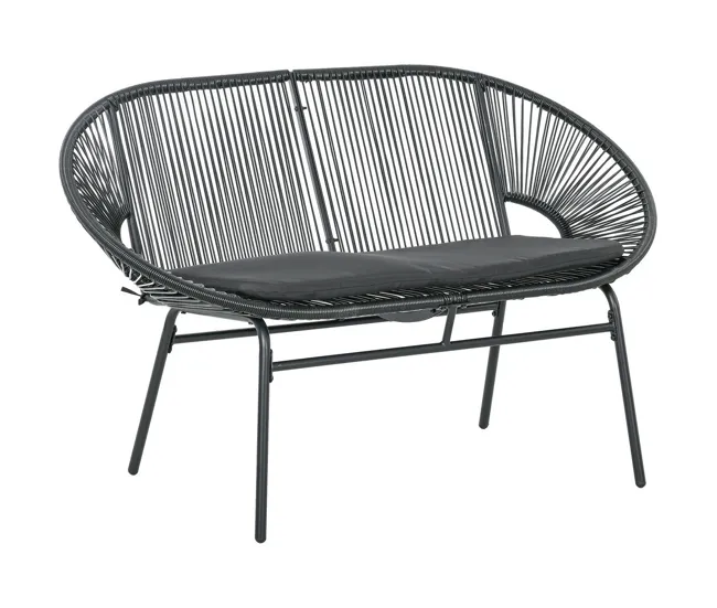 Cubierta para Muebles Outsunny Silla Acapulco de 2 Plazas Silla de Jardín con Reposabrazos Cojines y Marco de Acero Carga...