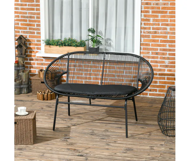 Cubierta para Muebles Outsunny Silla Acapulco de 2 Plazas Silla de Jardín con Reposabrazos Cojines y Marco de Acero Carga...