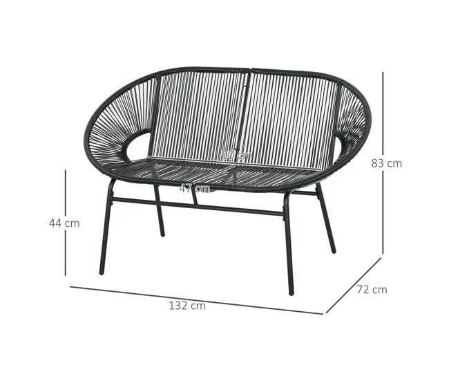 Cubierta para Muebles Outsunny Silla Acapulco de 2 Plazas Silla de Jardín con Reposabrazos Cojines y Marco de Acero Carga...