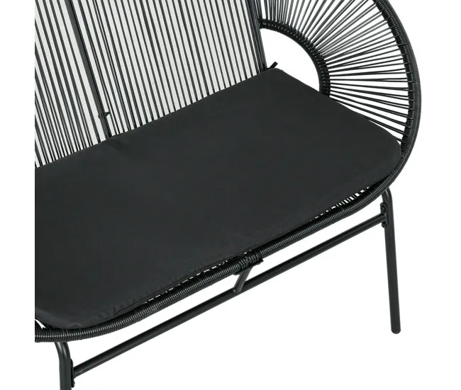 Cubierta para Muebles Outsunny Silla Acapulco de 2 Plazas Silla de Jardín con Reposabrazos Cojines y Marco de Acero Carga...