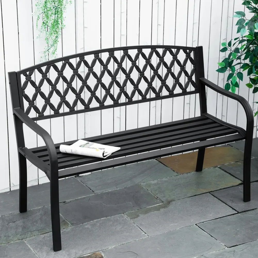 Funda Ajustable Banco de jardín Kasu Outsunny 2 plazas negro 89x128x58,5 cm