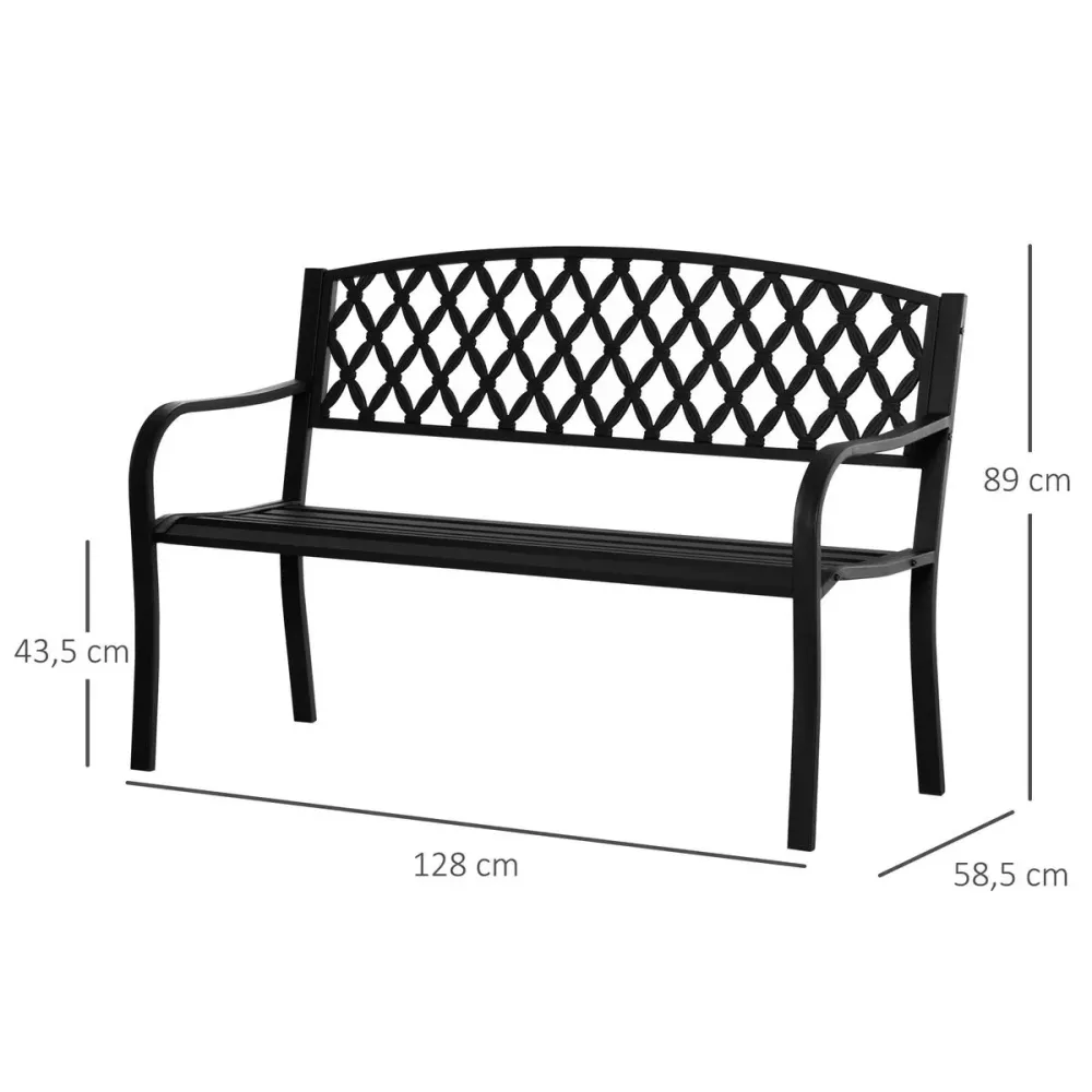 Funda Ajustable Banco de jardín Kasu Outsunny 2 plazas negro 89x128x58,5 cm