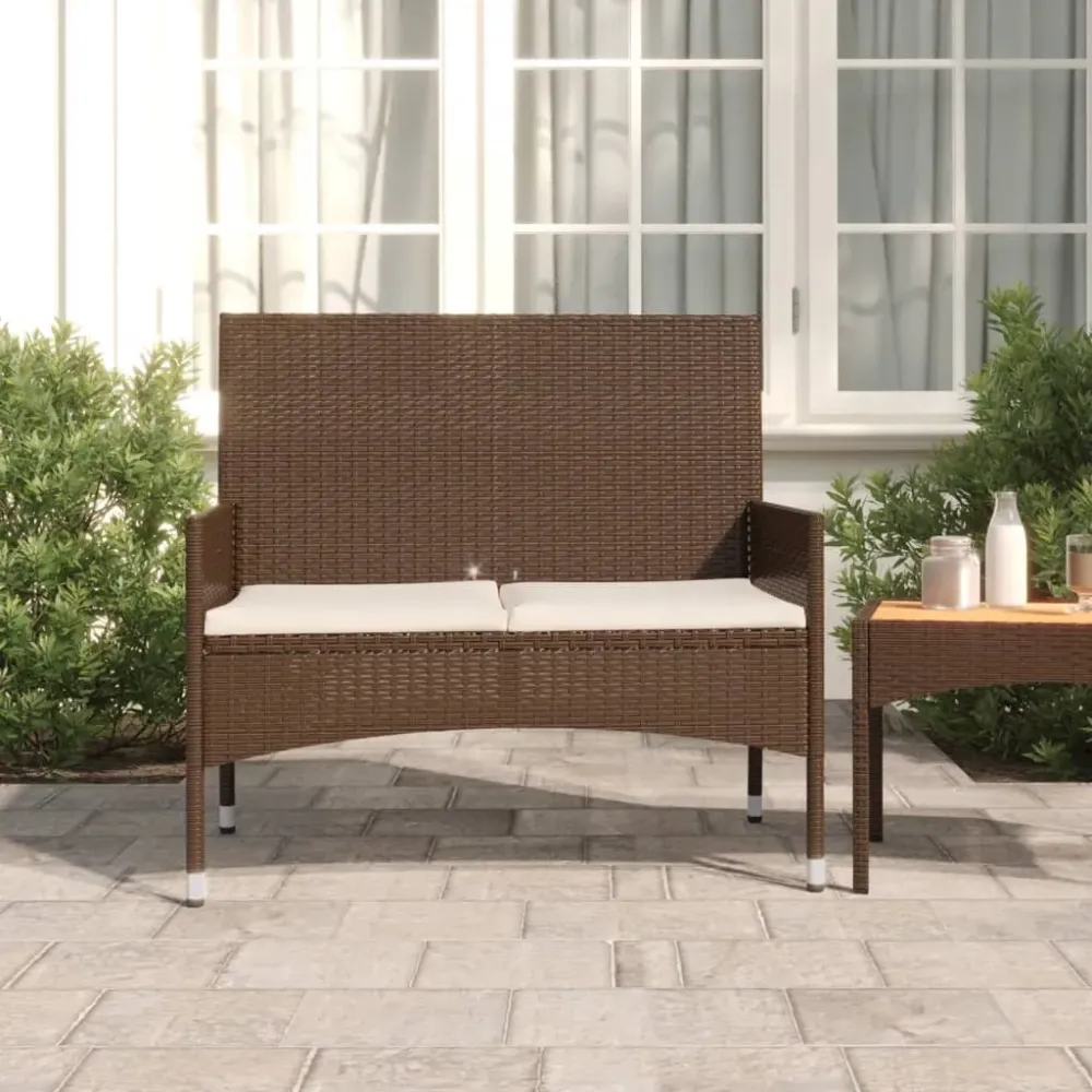 Funda de Almacenamiento Banco de jardín 2 plazas estructura de ratán con cojines 85x90x51 cm