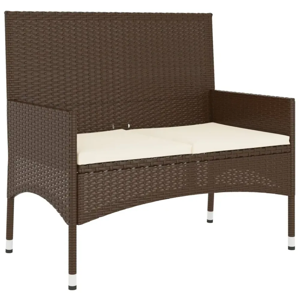 Funda de Almacenamiento Banco de jardín 2 plazas estructura de ratán con cojines 85x90x51 cm