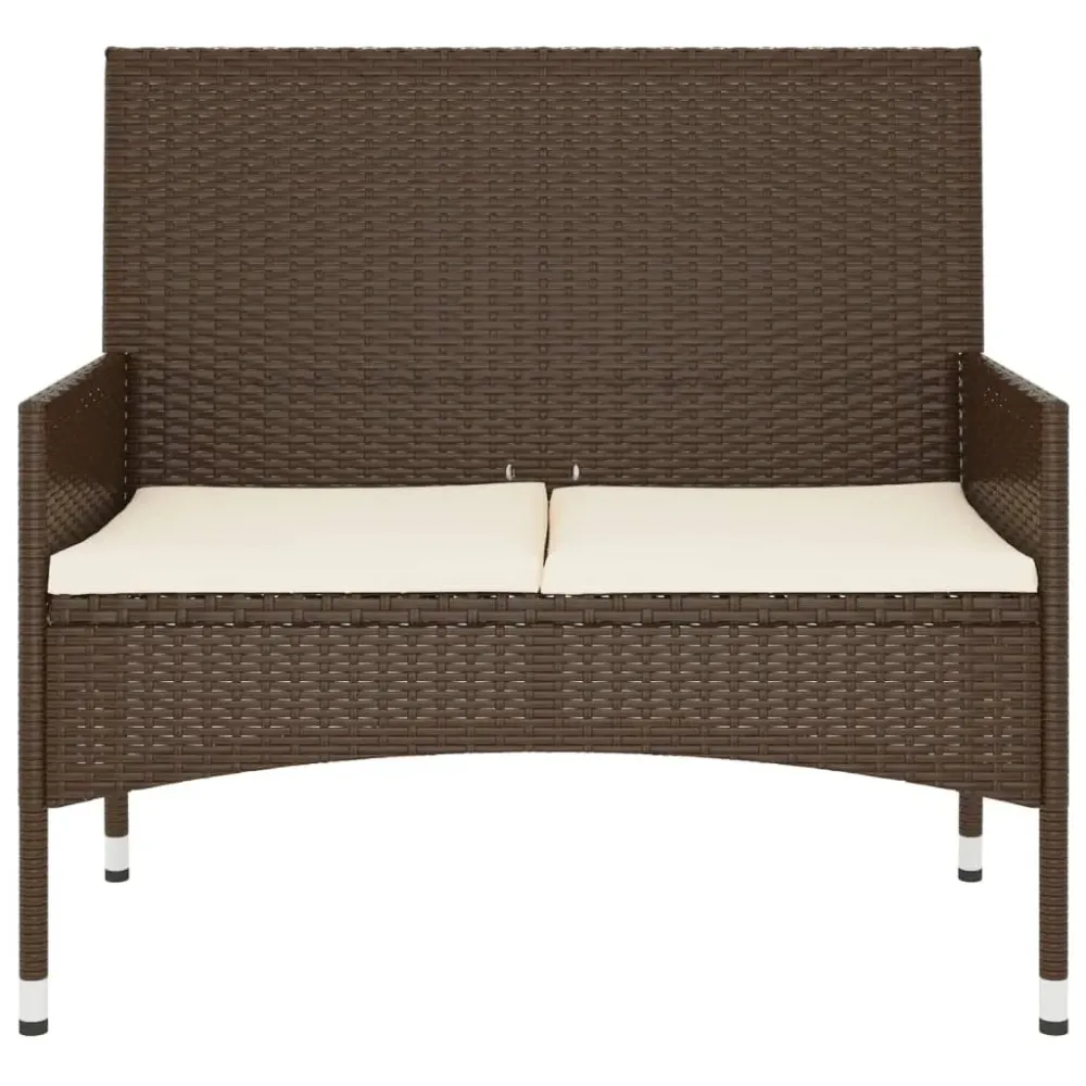 Funda de Almacenamiento Banco de jardín 2 plazas estructura de ratán con cojines 85x90x51 cm