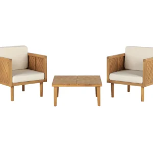 Funda con Cuerda Conjunto de balcón 2 plazas de madera de acacia clara/blanco crema BARATTI