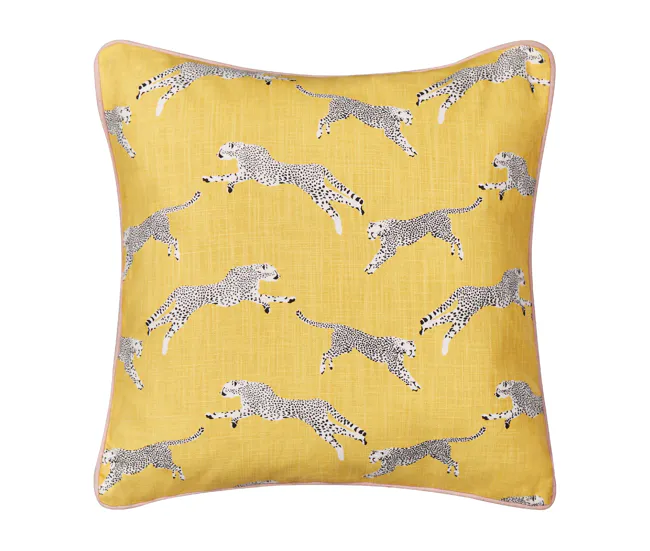 Funda Protectora Conjunto de 2 cojines de algodón amarillo motivo guepardos 45 x 45 cm ARALES