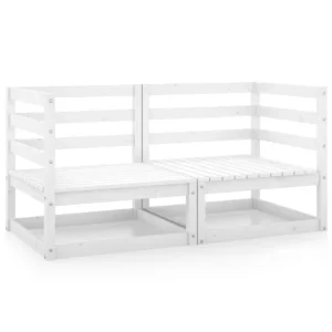 Funda Transpirable Sofás de esquina de jardín 2 uds blanco madera maciza de pino VidaXL