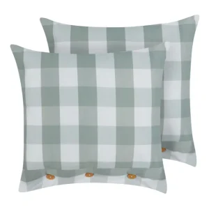 Impermeable y Resistentes Conjunto de 2 cojines cuadros verde menta 45 x 45 cm TAMNINE