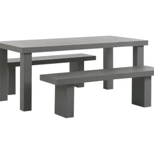Impermeable y Resistentes Conjunto de jardín de cemento reforzado mesa y 2 bancos gris TARANTO