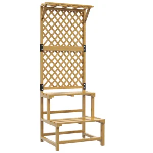 Outsunny Soporte para Plantas de Madera Estanterí para Plantas de 2 Niveles Soporte para Macetas Exterior con Enrejado par...