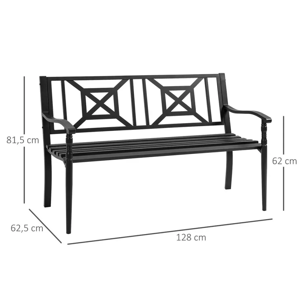 Premium para Exteriores Banco de jardín Outsunny 2 plazas negro