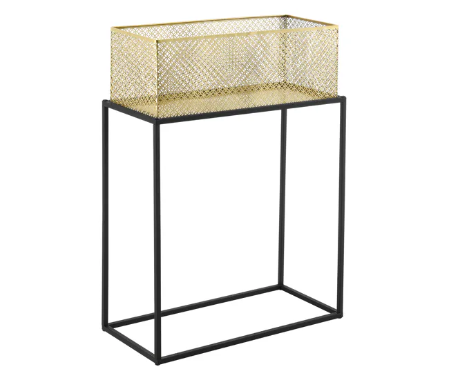 Set de 2 x Soportes de Flores Anderlues acero 66 x 45 x 22 cm y 78 x 55 x 25 cm - Negro y Cobre amarillo