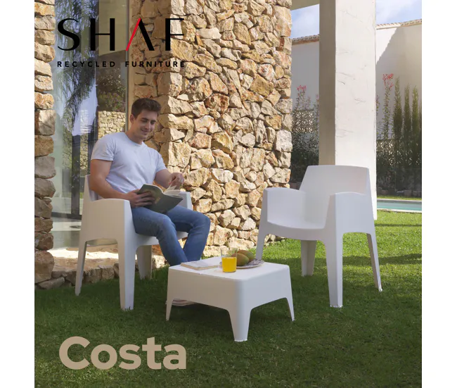 Shaf Costa - Set de muebles de exterior 2 plazas color blanco con 2 ños de Garantí