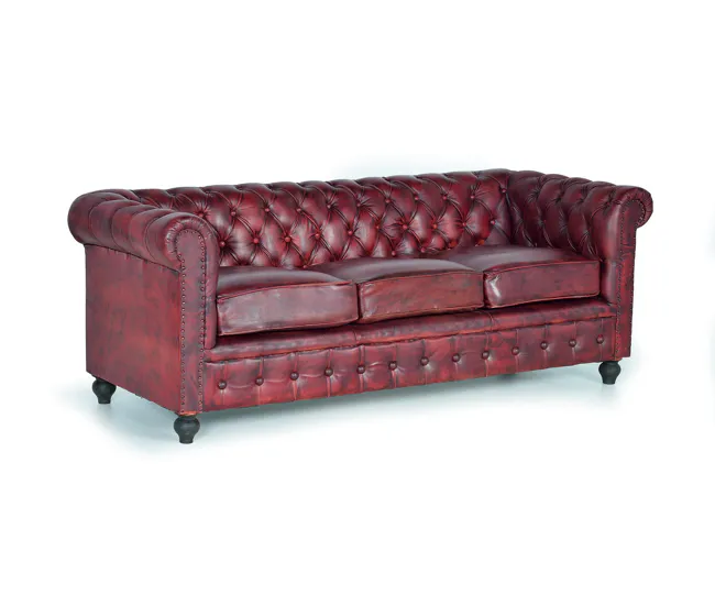 SILLON CHESTER 3 PLAZAS Marrón.Giner y Colomer 72x86x200 con Cordón de Ajuste