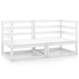 Sofás de esquina de jardín 2 uds blanco madera maciza de pino Fácil de Colocar