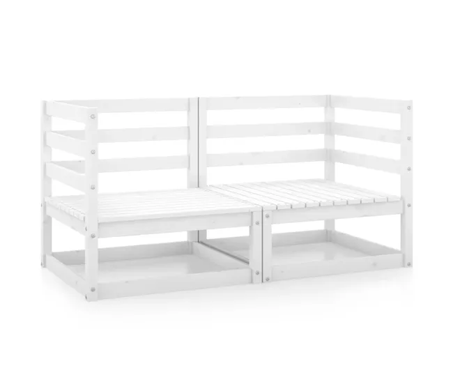 Sofás de esquina de jardín 2 uds blanco madera maciza de pino Fácil de Colocar