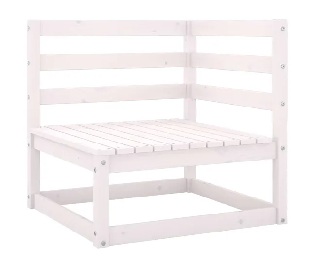 Sofás de esquina de jardín 2 uds blanco madera maciza de pino Fácil de Colocar