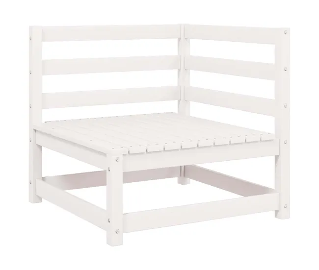 Sofás de esquina de jardín 2 uds blanco madera maciza de pino VidaXL con Protección UV