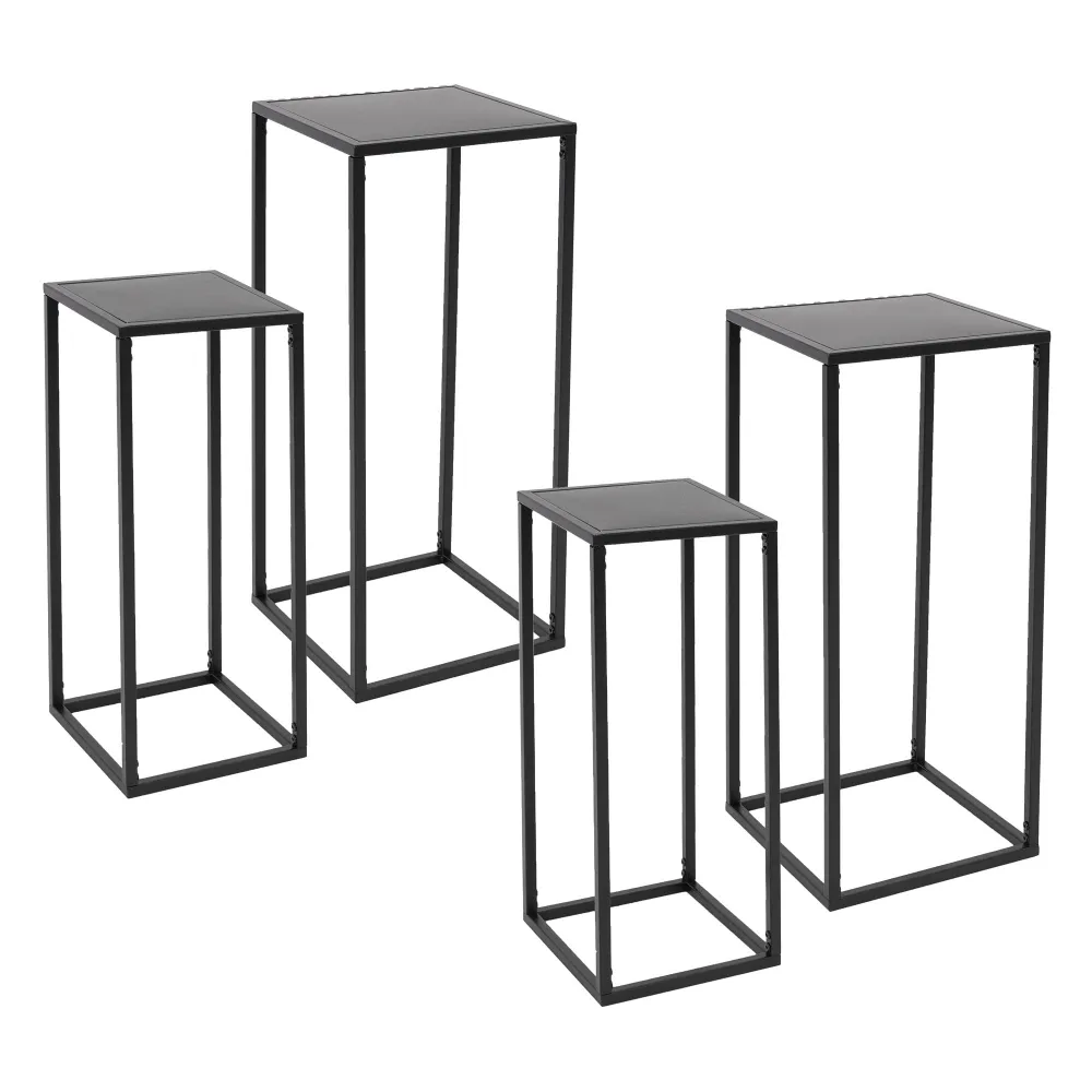 2x soportes para flores 20x60x20/30x70x30 cm negro