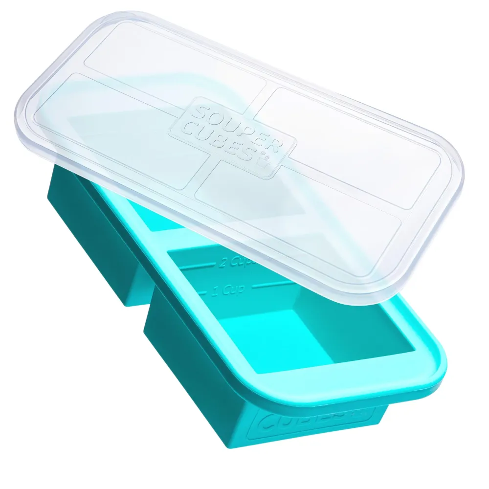 Souper Cubes Bandeja de silicona para congelador de 2 tazas con tapa para Conjunto de Jardín