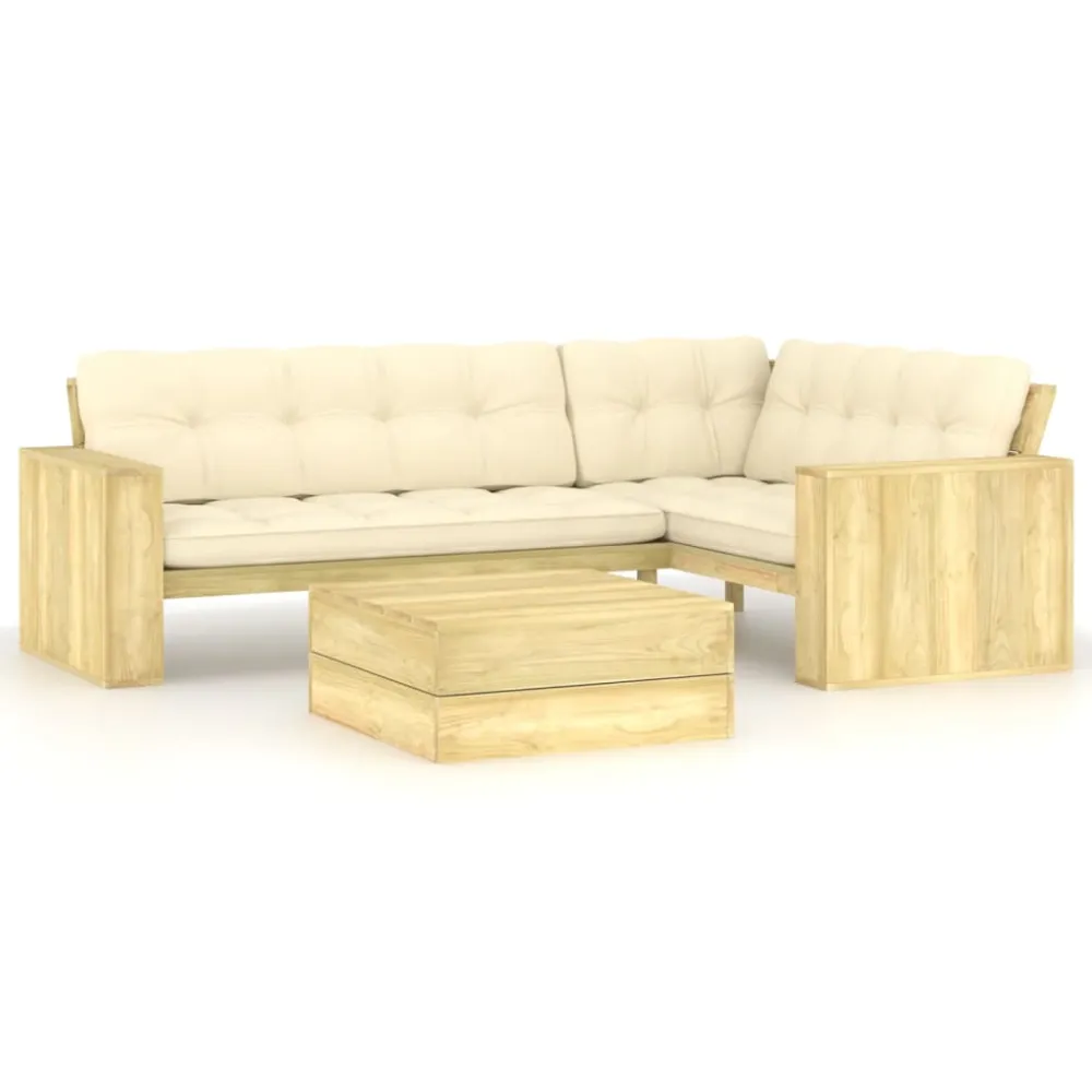 vidaXL set de sofás jardín 2 piezas con cojines madera pino impregnada para Mesa de 180 cm
