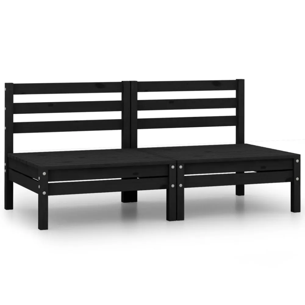 vidaXL sofás central de jardín 2 unidades negro madera maciza de pino Fácil de Colocar