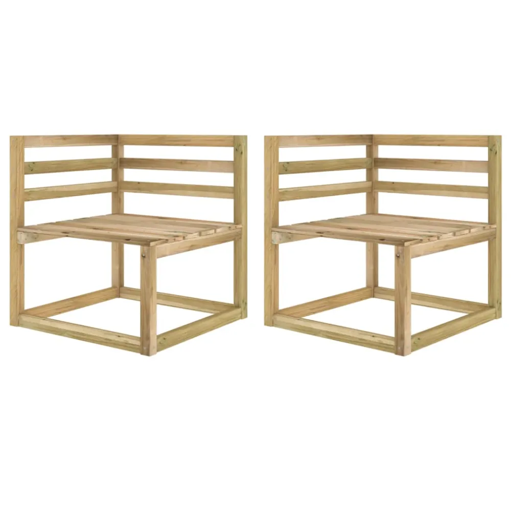vidaXL sofás esquineros de palés jardín 2 uds madera impregnada verde Fácil de Colocar