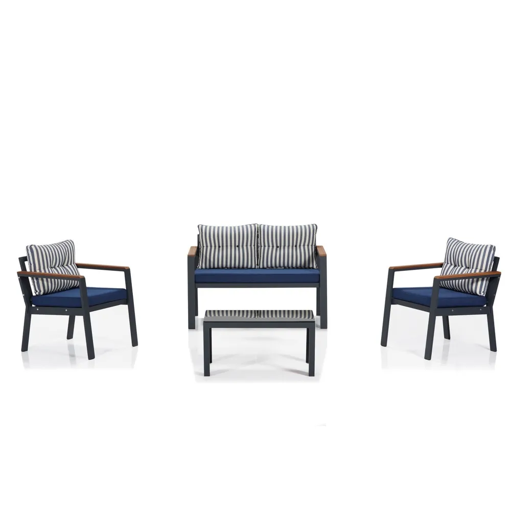 Wellhome set de muebles de jardín negro 60x124x75 cm