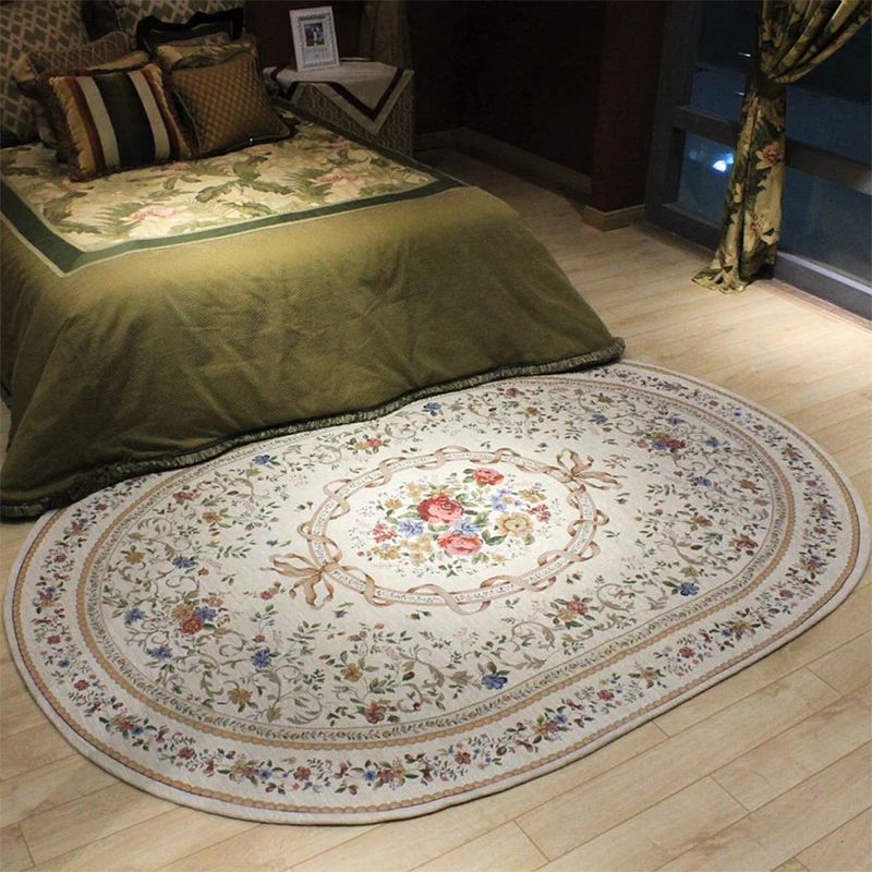 Alfombra Toile Pastoral, alfombra Vintage multicolor, alfombra antideslizante de algodón de práctico cuidado para dormitor...