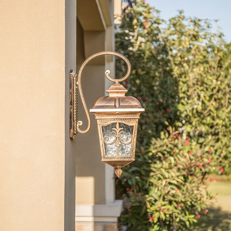 Gancho Decorativo Lámpara de pared de vidrio ondulado con sombra cónica, lámpara de pared rústica para patio, 1 luz Bronce