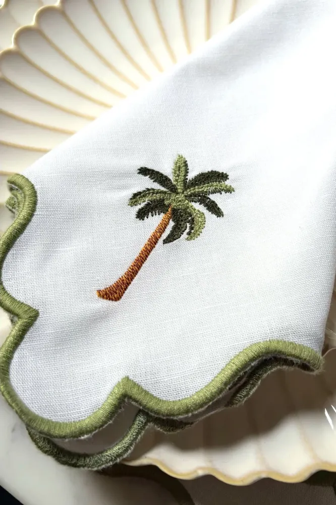 Gancho para Lámpara Guardanapo com Borda Ondulada e Design de Palmeira