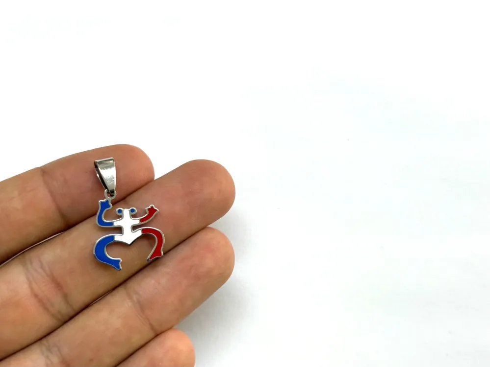 Gancho Pastoril Coqui Taíno de Puerto Rico, Stainless Inoxidable, Charm/Pendant Plata